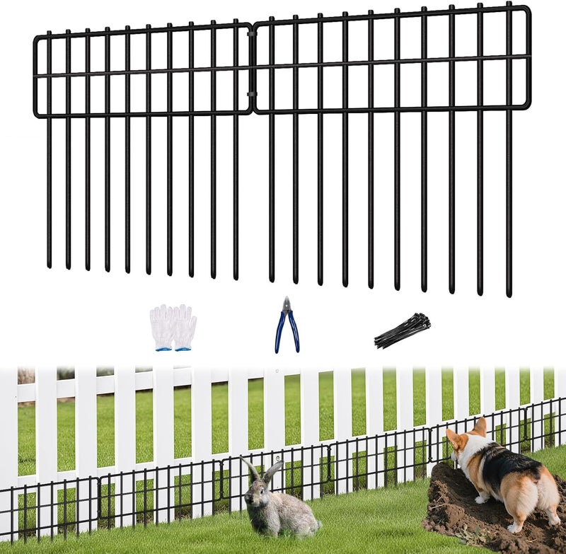 KYATE Garden Fence Animal Barrier, 14 Panels No Dig Fence 20ft(L) x13in(H), Rustproof Metal Defense Border, Dogs Rabbits Blocker Fence for Outdoor Yard & Patio - Image 1